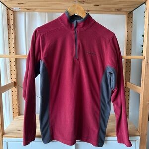 Columbia Men's Red and Gray Zip-Up Fleece Sweater